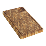 Teak cutting board large butcher block with juice groove and corner well