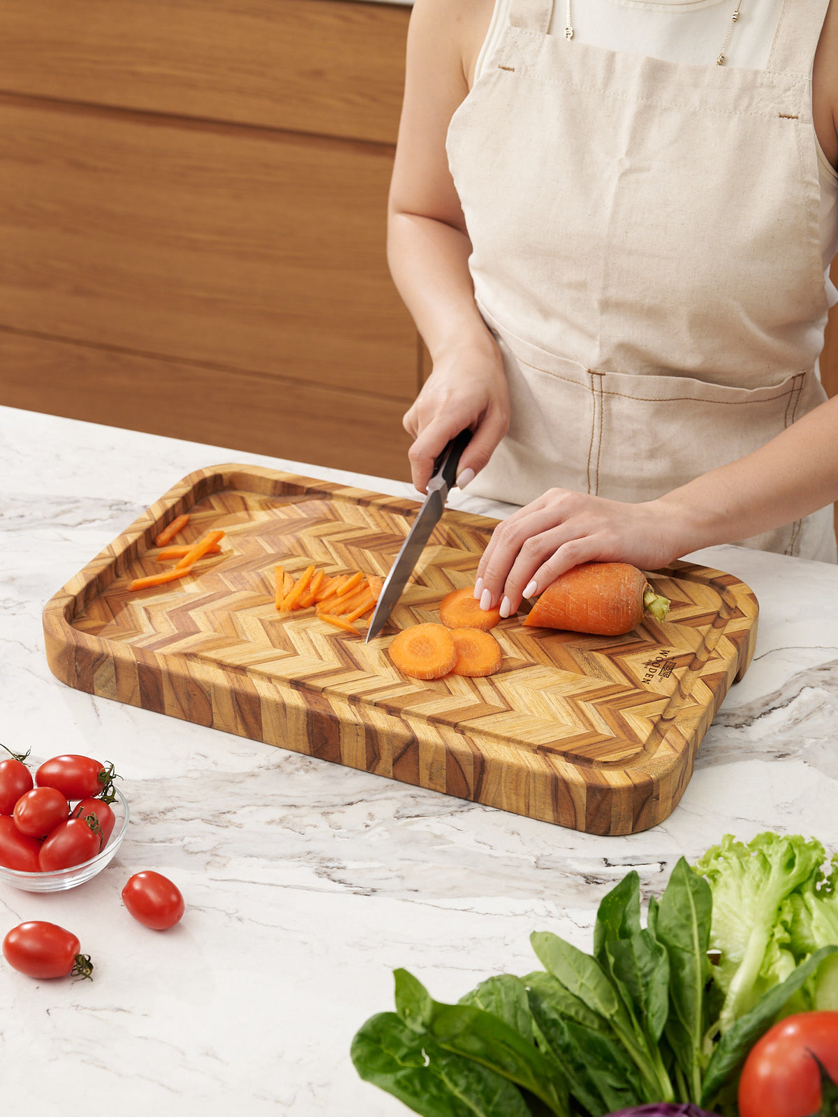The Hill - Herringbone Teak Cutting Board