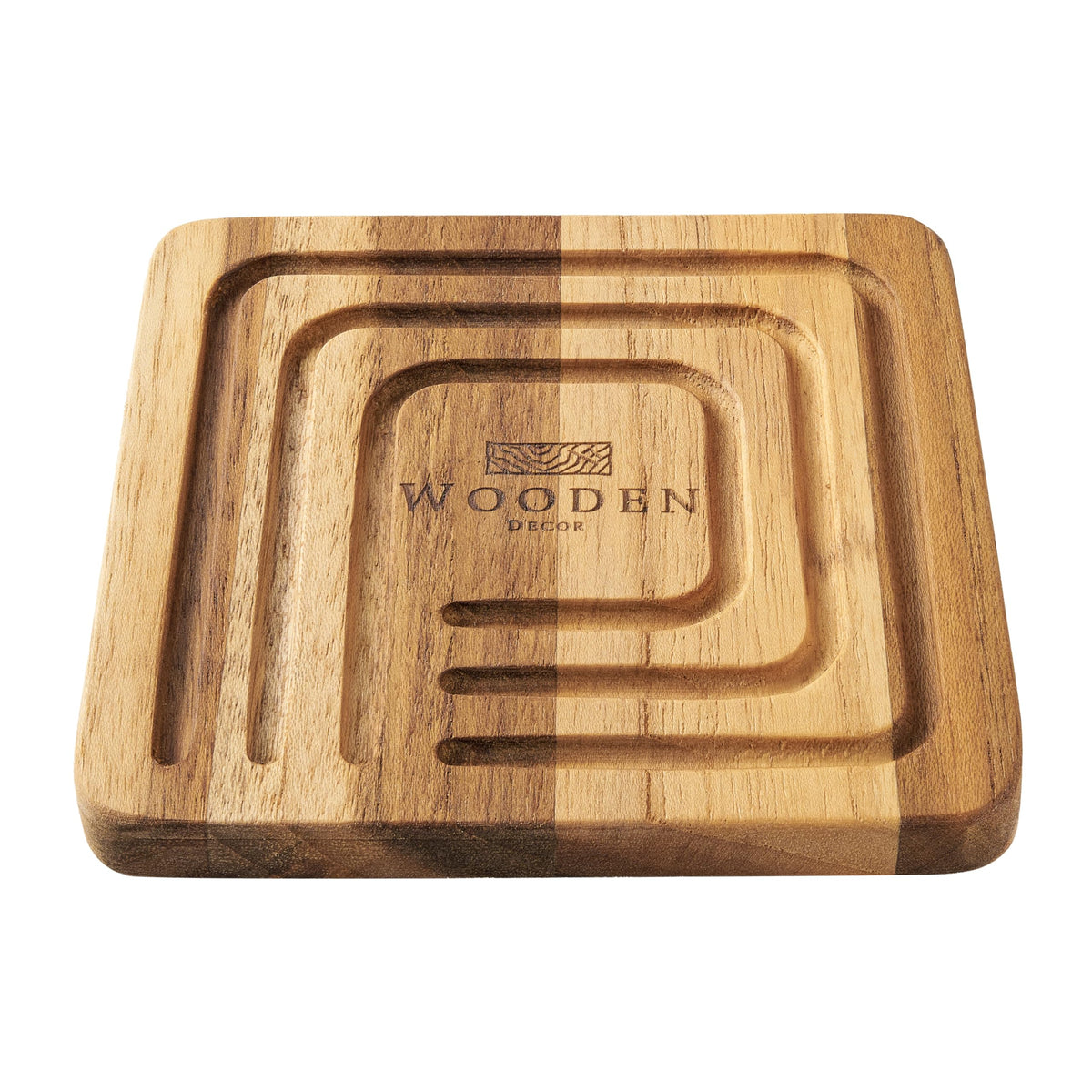 Teak wood coasters with holder set of 4 for home bar and office