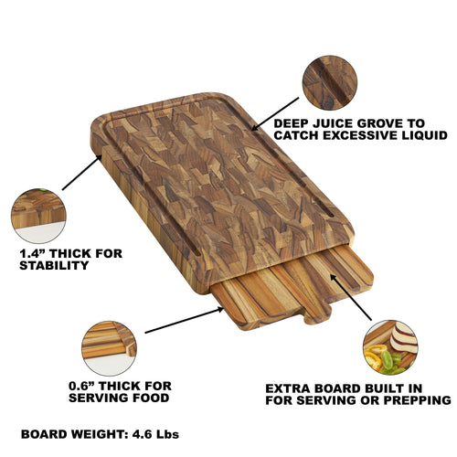 The 2 in 1 - Butcher Block Teak Cutting Board