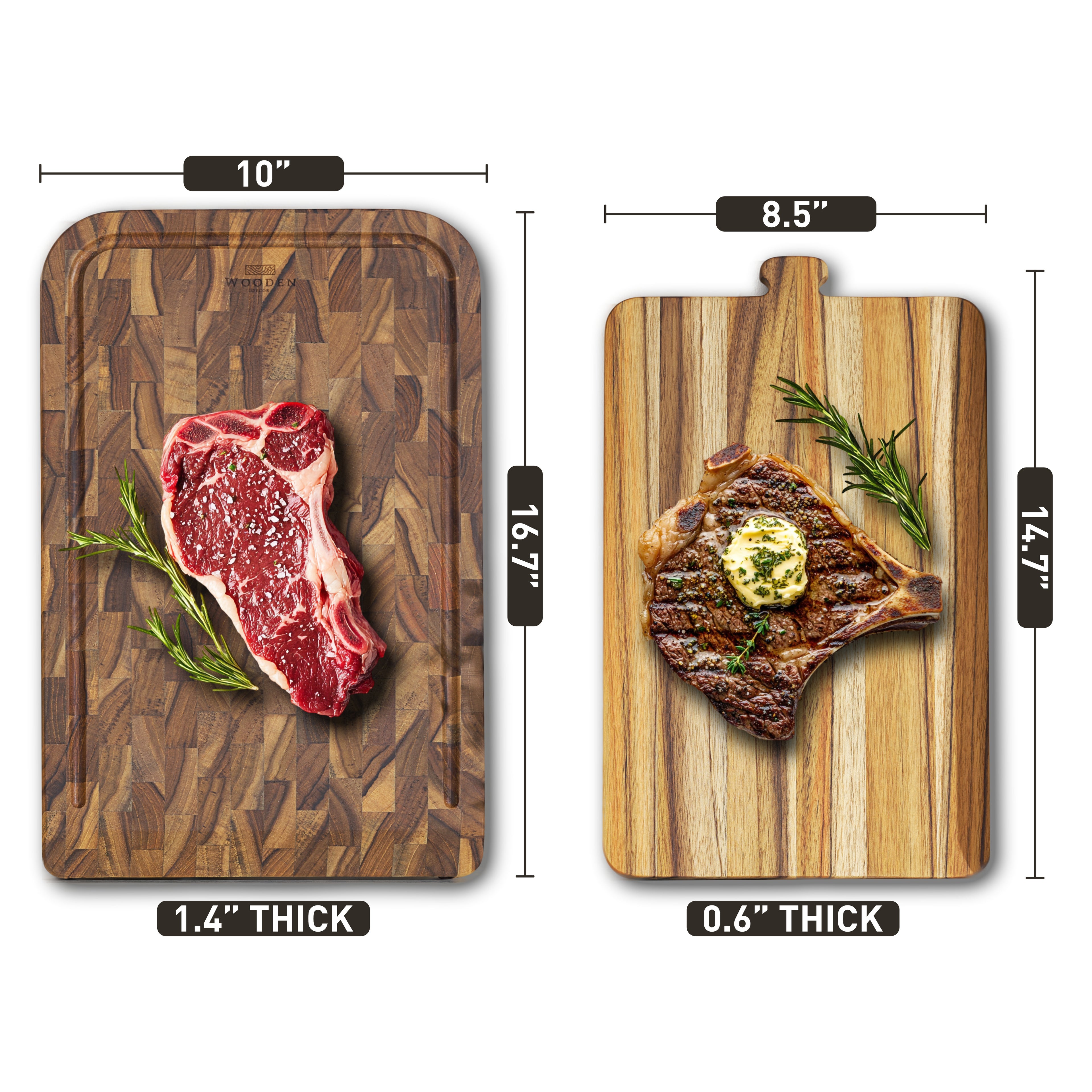 The 2 in 1 - Butcher Block Teak Cutting Board