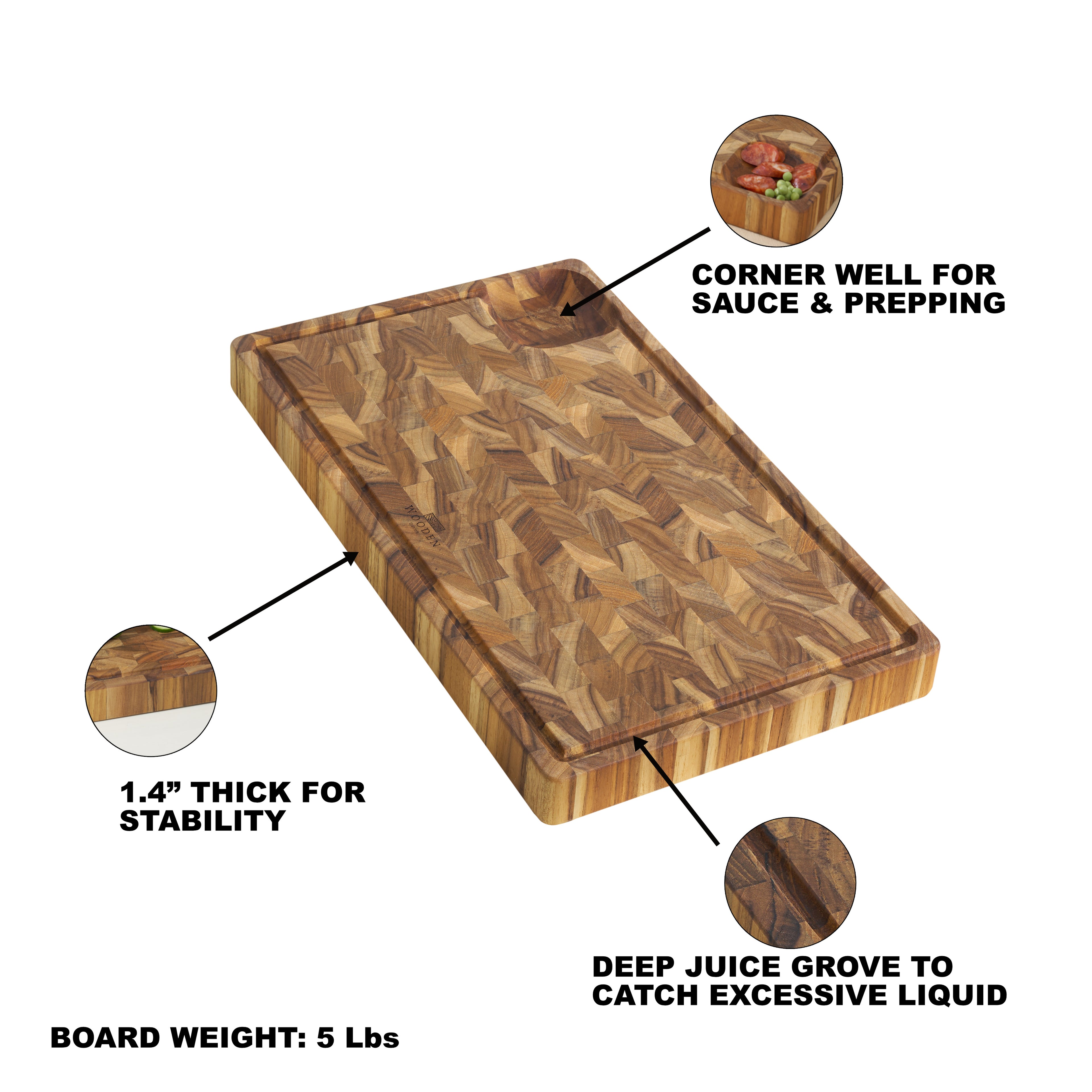 The Usual - Butcher Block Teak Cutting Board