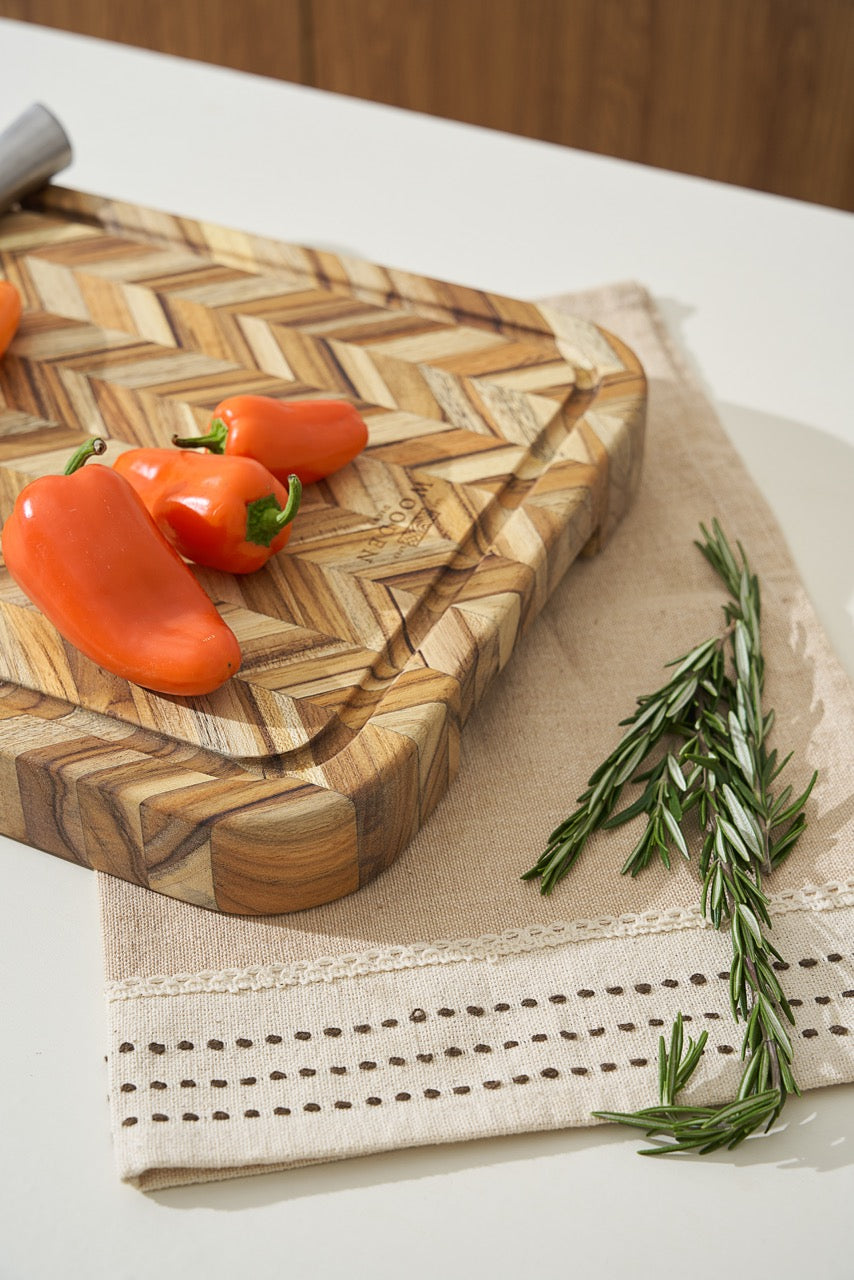 The Hill - Herringbone Teak Cutting Board